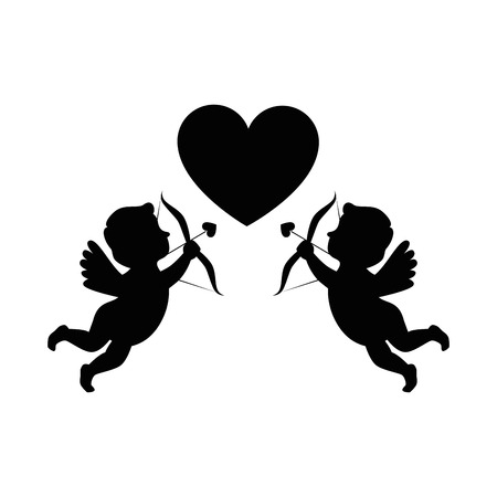 cupid angels with heart vector illustration designのイラスト素材