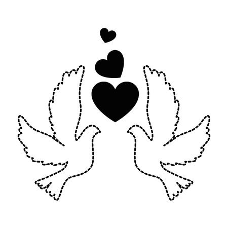 doves with heart icon vector illustration designのイラスト素材