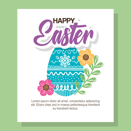 Eggs painted and flowers Easter season vector illustration designのイラスト素材