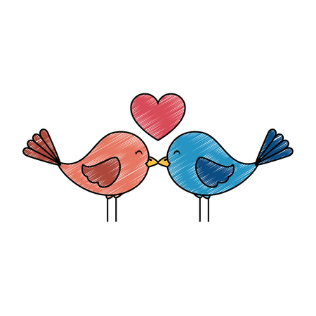 Cute birds with hearts vector illustration design.のイラスト素材