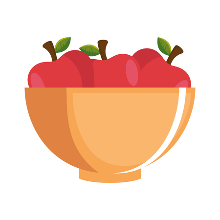 bowl with apples fruits vector illustration designのイラスト素材