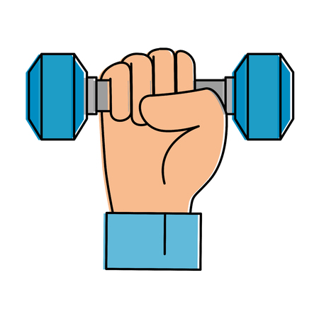 hand with weight lifting gym device vector illustration designのイラスト素材