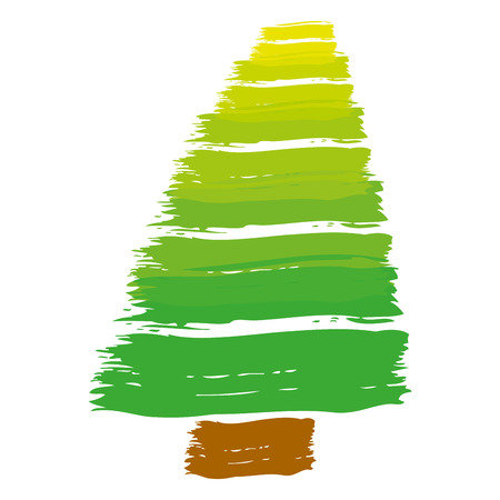 brush stroke color pine tree art image vector illustrationのイラスト素材