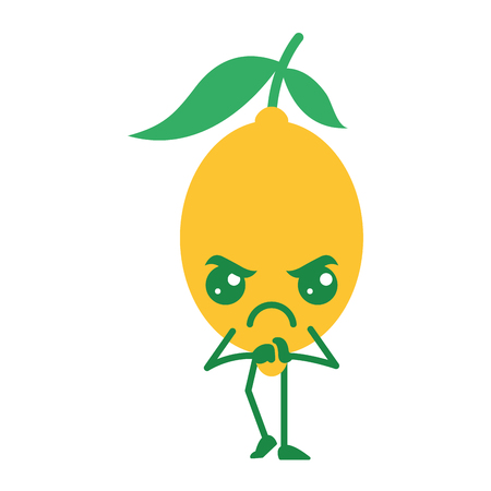 Citrus lemon kawaii cartoon fruit vector illustration.のイラスト素材