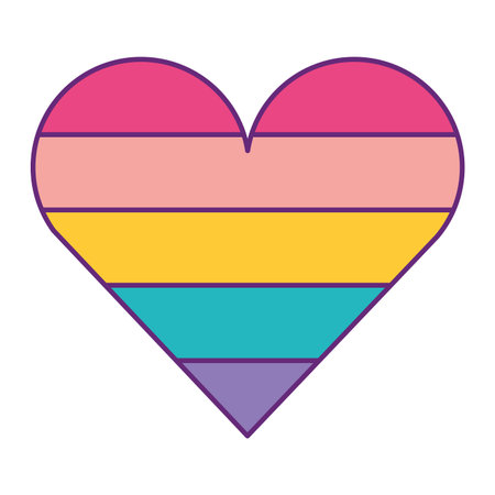 cute heart love striped color image vector illustrationのイラスト素材