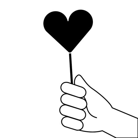 hand holding lollipop sweet candy vector illustration pictogram designのイラスト素材