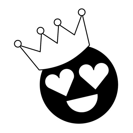 smile emoticon hearts shape eyes with crown vector illustration pictogram designのイラスト素材