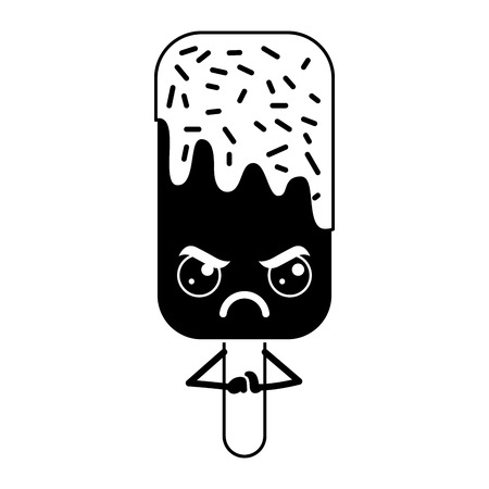 kawaii ice cream stick cartoon character vector illustration outline design pictogram designのイラスト素材