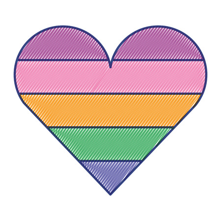 cute rainbow colour heart love vector illustration draw designのイラスト素材