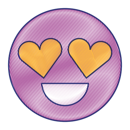 smile emoticon heart shape eyes love vector illustration draw designのイラスト素材