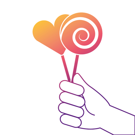 Hand holding lollipop sweet candy vector illustrationのイラスト素材