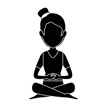 Woman practicing yoga avatar vector illustration designのイラスト素材