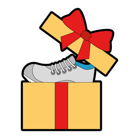 giftbox with sport shoe tennis vector illustration designのイラスト素材