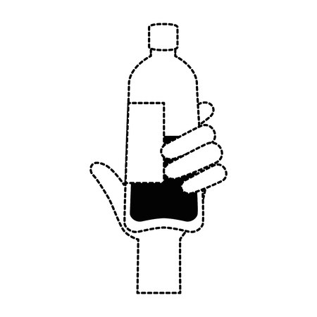 hand with bottle water plastic vector illustration designのイラスト素材
