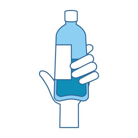 hand with bottle water plastic vector illustration designのイラスト素材