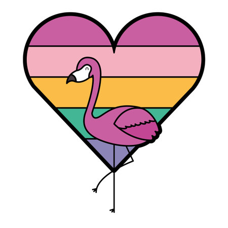 Flamingo And Heart Love With Color Rainbow Vector Illustrationのイラスト 素材 ストックフォト 写真素材のstock Foto ストックドットフォト