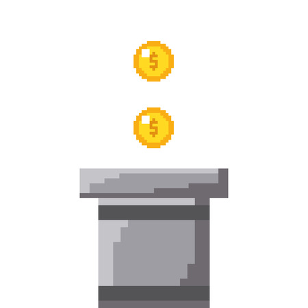 Pixeled golden coin treasure score vector illustrationのイラスト素材