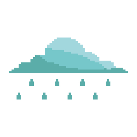 Pixelated cloud rainy weather temperature vector illustrationのイラスト素材