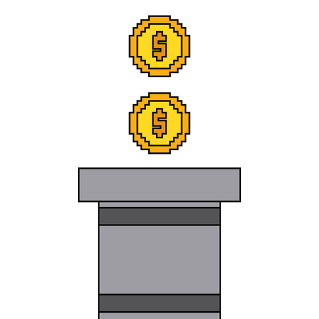 Pixeled golden coin treasure score vector illustrationのイラスト素材