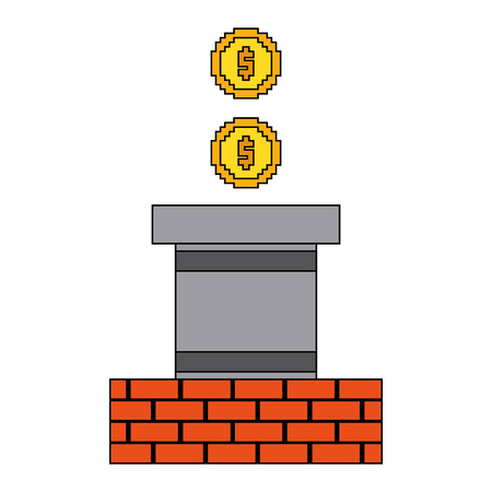 Pixeled golden coin treasure score vector illustrationのイラスト素材