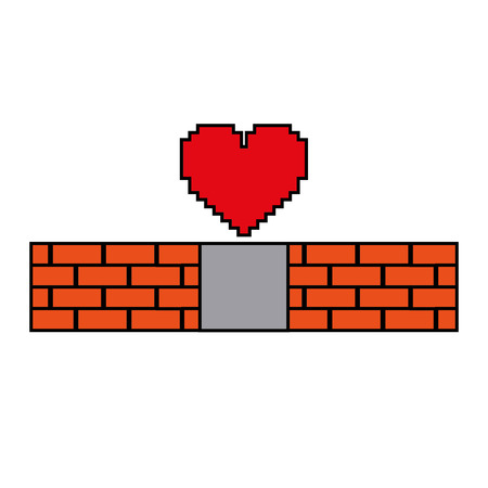 Pixelated heart love life game arcade vector illustrationのイラスト素材