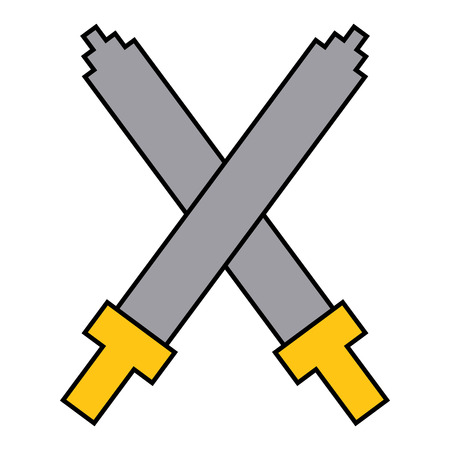 Pixel crossed swords video game interface design vector illustrationのイラスト素材