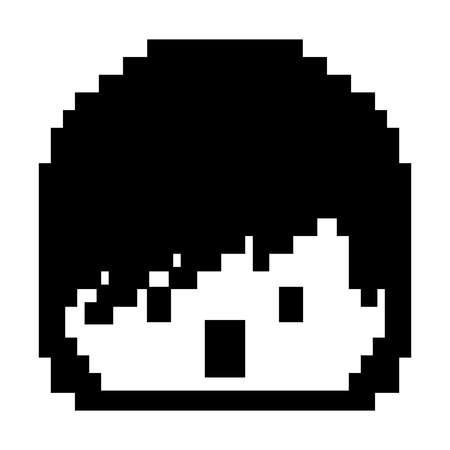 Pixelated face boy video game avatar vector illustration black and white designのイラスト素材
