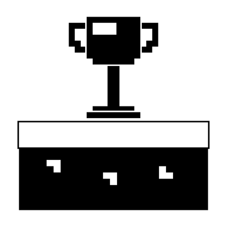 Pixelated trophy cup award game vector illustration black and white designのイラスト素材