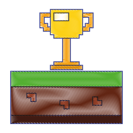 pixelated trophy cup award game vector illustrationのイラスト素材