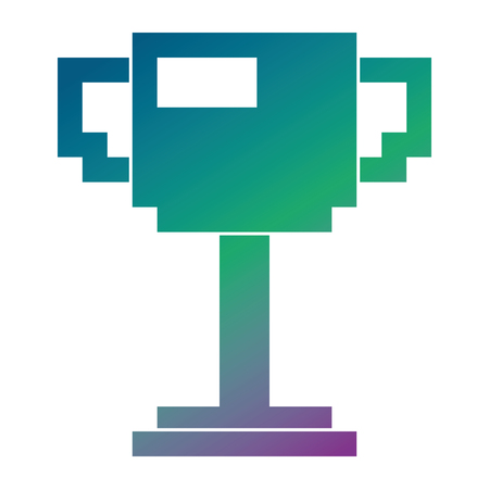 Trophy pixelated game award winner vector illustration blur background color gradient.のイラスト素材