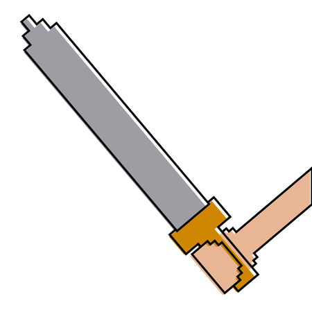 pixelated hand holding sword weapon video game vector illustrationのイラスト素材