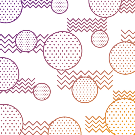 Memphis design circles zig zag lines banner abstract geometric pattern decorative vectorのイラスト素材