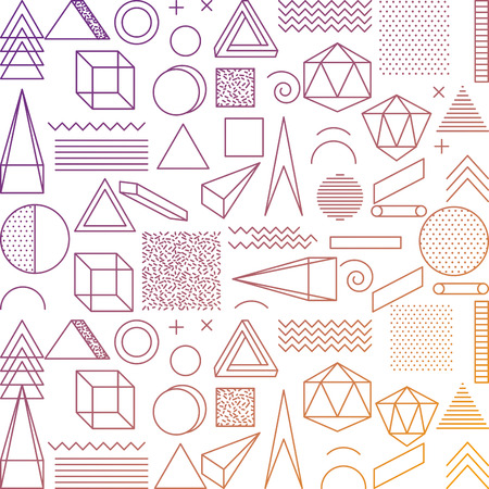 memphis style seamless pattern fashion geometric different shapes vector illustrationのイラスト素材