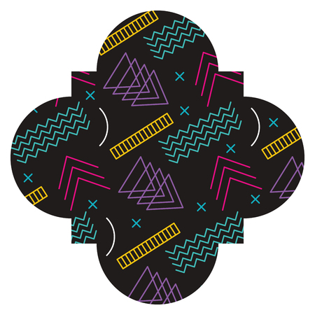 seamless pattern label shape with geometric memphis style vector illustrationのイラスト素材