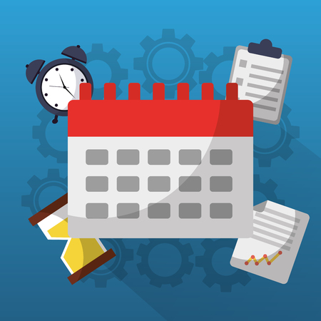 Time calendar alarm document work gears vector illustrationのイラスト素材