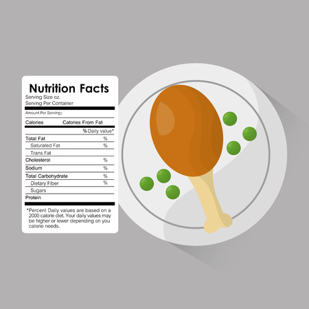 Nutrition facts of roasted chicken and peas label content template vector illustrationのイラスト素材