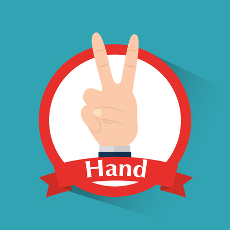 A human hand with love and peace victory symbol banner vector illustrationのイラスト素材