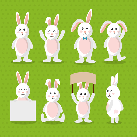 cute bunny animal furry cartoon pattern vector illustrationのイラスト素材