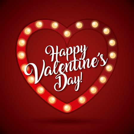 Happy Valentines day card heart light shiny vector illustration.のイラスト素材