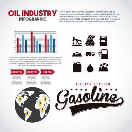 oil industry infographic filling station gasoline statistics vector illustrationのイラスト素材