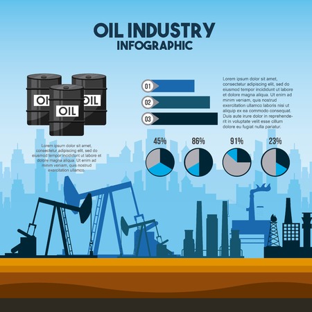 Oil industry info-graphic pump extraction diagrams. Vector illustration.のイラスト素材