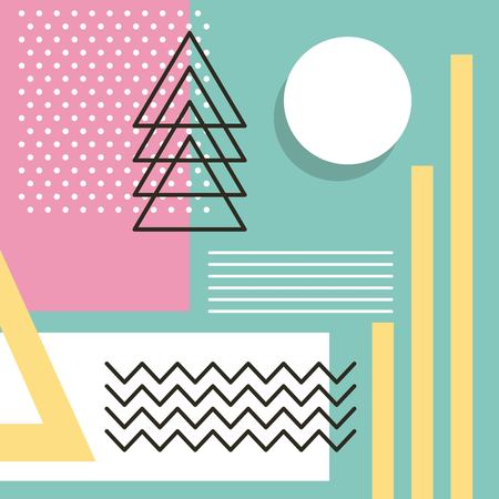 memphis style pattern repeating geometric shape pastel color vector illustrationのイラスト素材