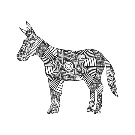 drawing for donkey adult coloring page vector illustrationのイラスト素材