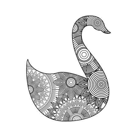 drawing zentangle for swan adult coloring page vector illustrationのイラスト素材