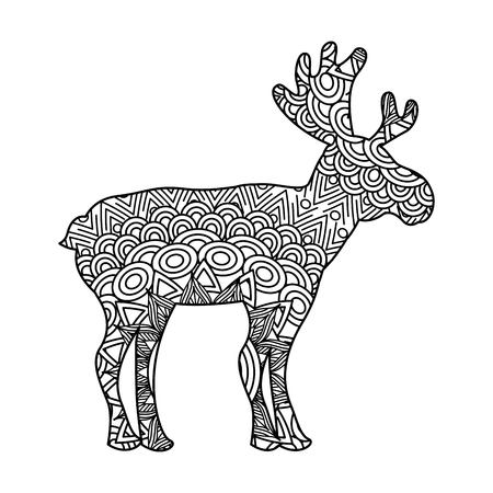 drawing for deer adult coloring page vector illustrationのイラスト素材