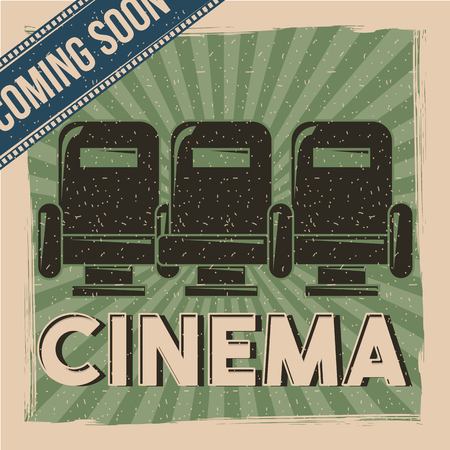cinema retro poster movie film coming soon seats decoration vector illustrationのイラスト素材