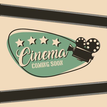 cinema coming soon movie film projector strip poster vector illustration vector illustrationのイラスト素材