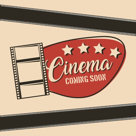 Cinema coming soon with film strip poster  illustrationのイラスト素材