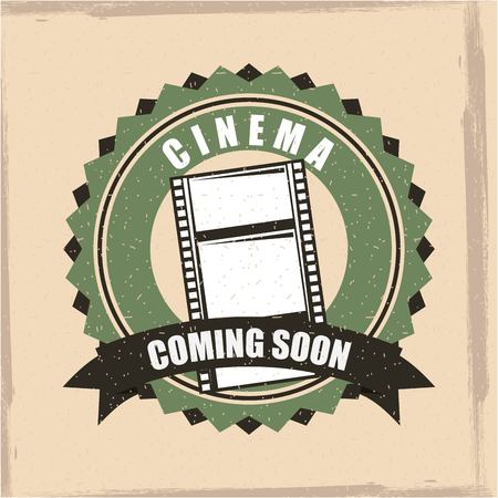 Cinema retro coming soon badge banner illustration.のイラスト素材