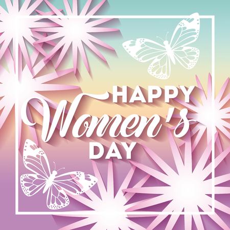 Poster international happy womens day, march floral greeting card vector illustrationのイラスト素材